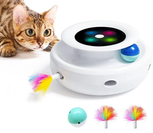 2 In 1 Smart Feather Ball Toy For Cats Dogs Set